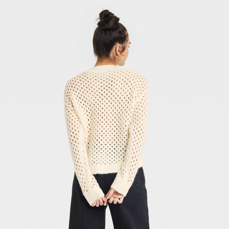 Women's V-Neck Open Work Pullover Sweater - Universal Thread™, 3 of 10