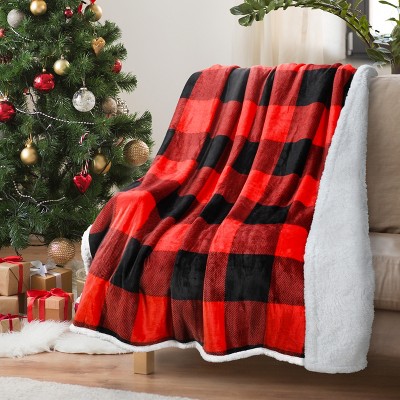 Tirrinia Red Buffalo Plaid Fleece Throw Christmas Blanket 50 X 60 Reversible Fuzzy Micro Plush All Season Fleece Tv Blanket For Bed Or Couch Target