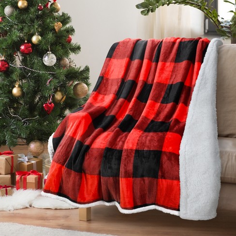 Tirrinia Red Buffalo Plaid Fleece Throw Christmas Blanket 50 X 60 Reversible Fuzzy Micro Plush All Season Fleece Tv Blanket For Bed Or Couch Target