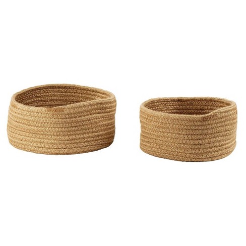 Juvale 2 Pack Round Cotton Rope Woven Storage Basket Bins Hampers For Toy Blanket 2 Sizes Brown Target