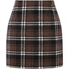 Women's High Waist Plaid Skirt - Wool Blend Bodycon Pencil Mini Skirt Coffee - 2 of 4