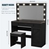 43.4"W Makeup Vanity Table with Large Mirror and 11 LED Light, Brightness Adjustable, Dressing Table Desk with 2 Drawers & Stool - ModernLuxe - 3 of 4