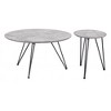 Gray Faux-Concrete Top Coffee Table Set 16.9" & 20.9" H, (2-Piece), Black Powder-Coated Steel Frames By Zou Modern - 3 of 4