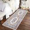 Machine Washable Vintage Runner Rug, Non Slip Low Pile Oriental Carpet for Entryway, Hallway, Kitchen, Laundry - 3 of 4