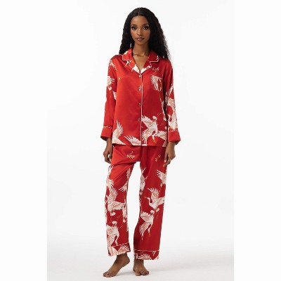 SilkSilky Women's  Printed Classic Binding Trim Womens Pajama set