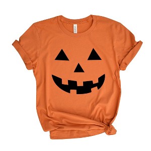 Simply Sage Market Women's Pumpkin Face Short Sleeve Graphic Tee - 1 of 4