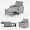 Racxily 3 in 1 Convertible Sleeper Chair Bed, Futon Chair, Lounge Beds with USB Ports, Pull Out Armchair w/ Adjustable Backrest, Light Gray - 3 of 4