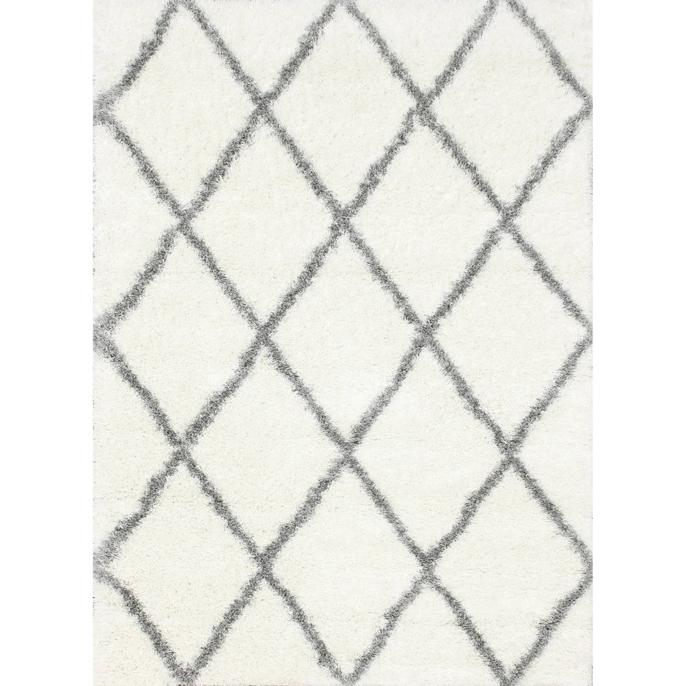 6'7inx9' Diamond Shag Area Rug Gray - nuLOOM