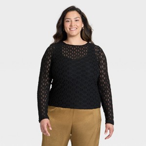 Women's Long Sleeve Lace Top - A New Day™ - 1 of 3