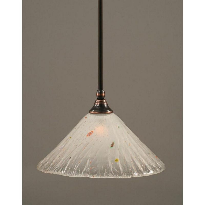 Toltec Lighting Any 1 - Light Pendant in  Black Copper with 12" Frosted Crystal Shade, 1 of 2