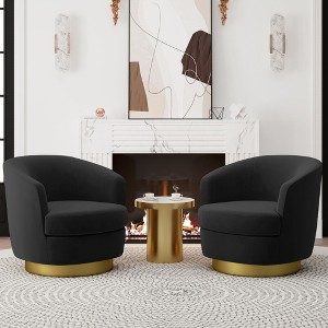 Hyleory Velvet Swivel Barrel Chair(set of 2) - 1 of 4