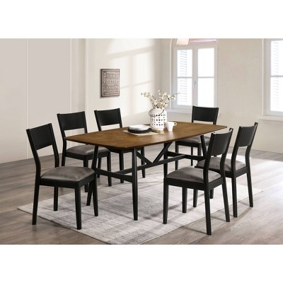 7pc Bernst Mid-century Modern Dining Table Set Antique Oak/black/gray ...