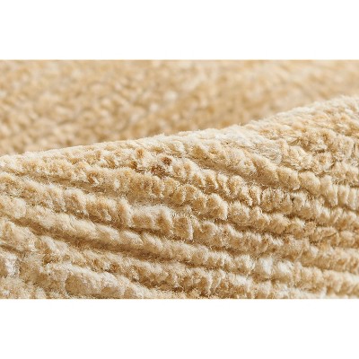 Natural Hand-Knotted Wool and Cotton Rug, 5x8