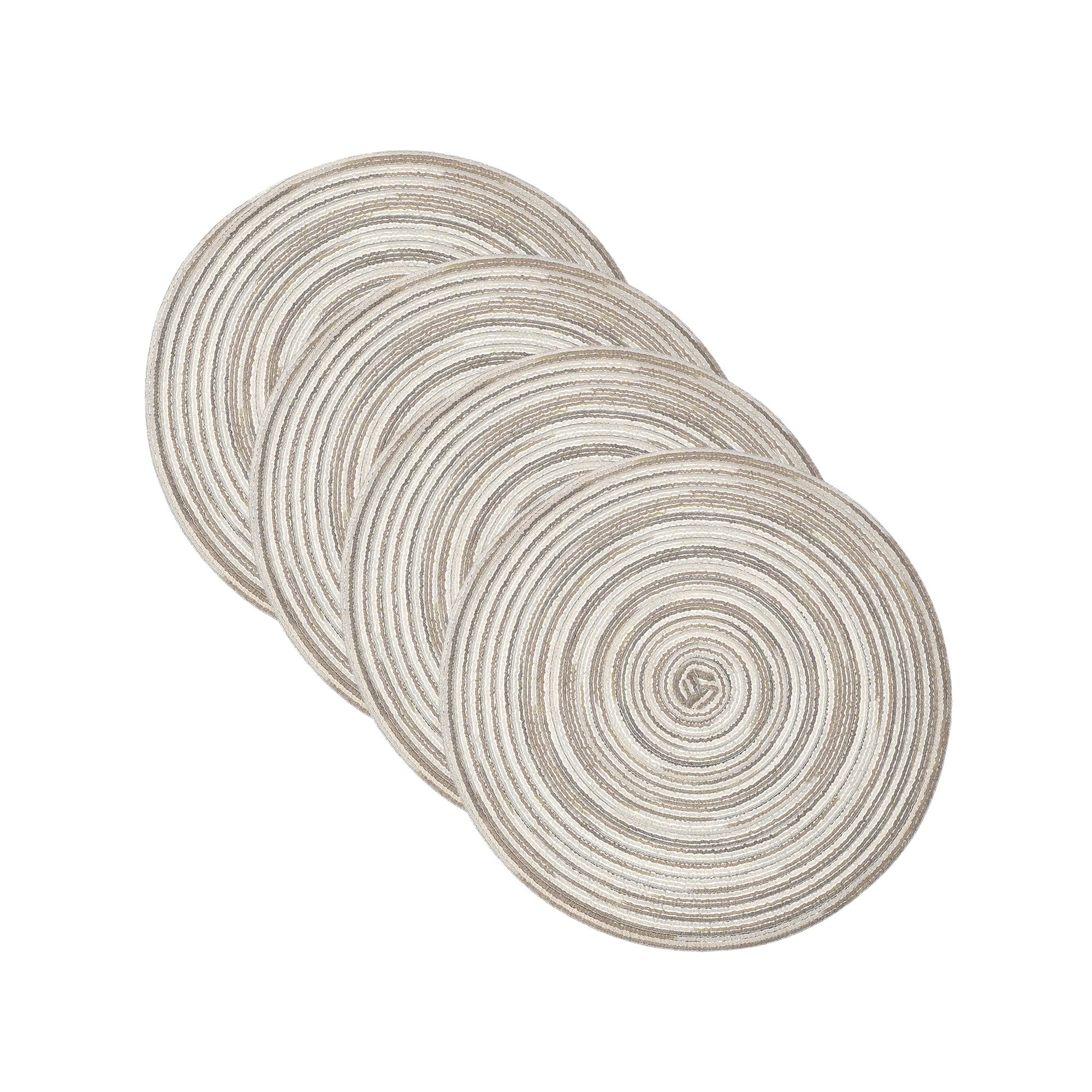 Unique Bargains Woven Braided Washable Decorative Round Placemat 4 Pcs 15 Inch Gradient Gray