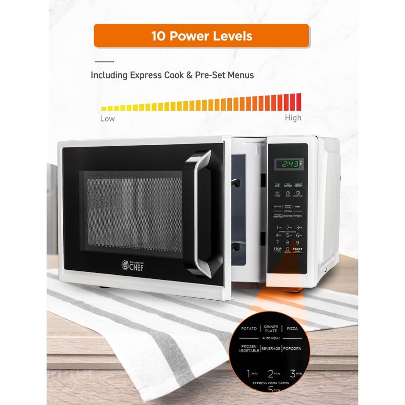 COMMERCIAL CHEF Countertop Microwave Oven 0.9 Cu. Ft. 900W, 4 of 9