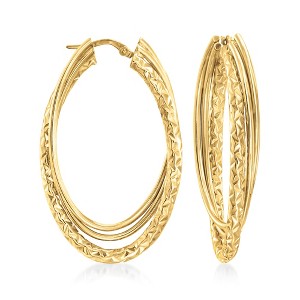 Ross-Simons Italian 14kt Yellow Gold Triple Hoop Earrings - 1 of 4