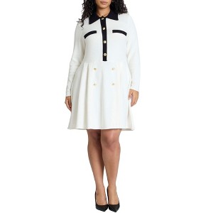 ELOQUII Collared Sweater Dress With Buttons - 1 of 4