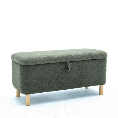 Okak Modern Pull-Open Top Comfy Boucle Ottoman Bench with Storage,Upholstered Storage Ottoman for Bedroom,Entrance