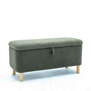 Okak Modern Pull-Open Top Comfy Boucle Ottoman Bench with Storage,Upholstered Storage Ottoman for Bedroom,Entrance - 1 of 4