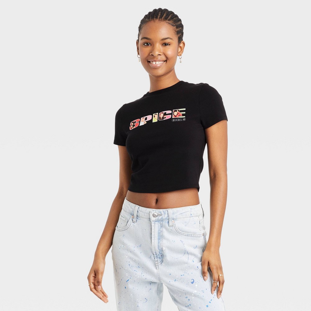 Women's Spice Girls Baby Short Sleeve Cropped Graphic T-Shirt - Black M