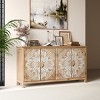 60" Vintage Accent Cabinet with Carved Floral Doors, Large Storage Sideboard for Living Room Entryway-3irtyhousy - 2 of 4