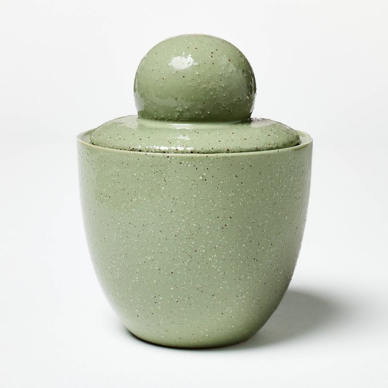3-Wick 18oz Ceramic Green Flame Candle with Knob Lid - Threshold&#8482; designed with Studio McGee, 1 of 11