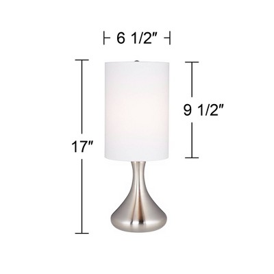 Set of 2 White Cylinder Shade Brushed Nickel Table Lamps