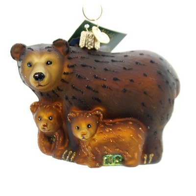 Old World Christmas 3.0" Bear With Cubs Hibernate  -  Tree Ornaments