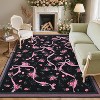Floral Bow Rugs , Rug for Living Room with Soft Low Pile, Blue Washable Area Rug for Nursery Kids Dorm Playroom - 2 of 4
