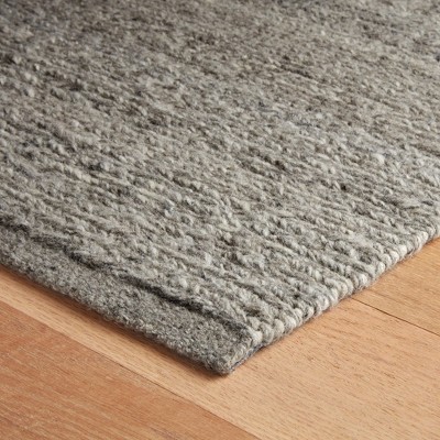 Gray Flat Woven Handmade Wool Rectangular Rug 5' x 8'