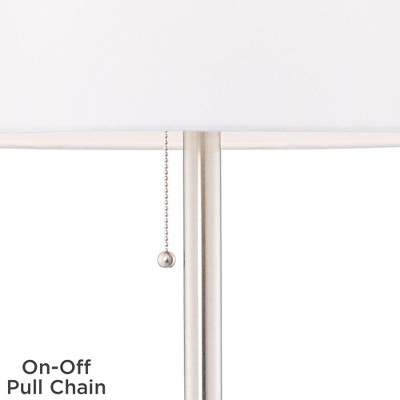 Silver Brushed Nickel Floor Lamp with Glass Tray and USB Port