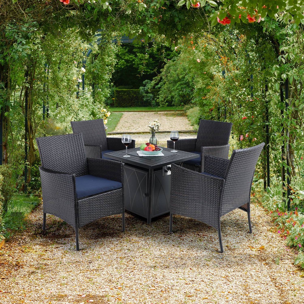 5pc Patio Set with Wicker Chairs & 28