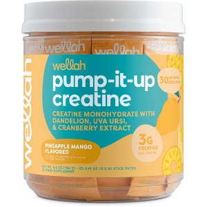 Wellah Pump-It-Up Creatine for Women (Pineapple Mango) - 30 Stick Packs, 3g Creatine Monohydrate with Dandelion, Uva Ursi & Cranberry Extract - 1 of 4