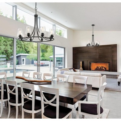 Ashford Rubbed Bronze 32" Chandelier with Clear Glass Shades