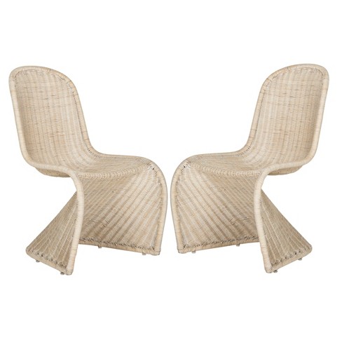 Set Of 2 Ana Wicker Side Dining Chair Natural - Safavieh : Target