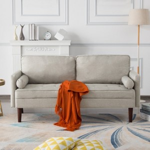 MAYEERTY 65¡± Modern Couch Loveseat Stylish Upholstered Sofa for Living Room£¬Beige - 1 of 4