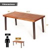 Tangkula Natural Outdoor Acacia Wood Table Patio Rectangular Dining Table w/ Umbrella Hole - 3 of 4