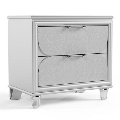 Royal Hampton Nightstand, 2 Drawers w Acrylic Handles, 24 Inch