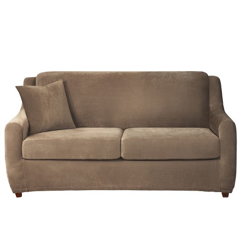 Sure Fit Pique 1 pc Sofa Slipcover Box Seat Cushion in Taupe 