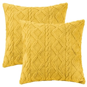 Unique Bargains Short Plush Throw Solid Geometric Soft Pillow Covers 2 Pcs - 1 of 4