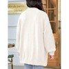 Girls Cable Knit Sweater Cardigan Front Button Cardigan with Side Pockets Above Knee Cardigan for Girls Winter Knitwear,White - L - 2 of 4
