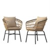 2 Pcs Outdoor Seats With Water Resistant Cushion, Patio Outdoor Wicker Rattan Dining Chairs, Bistro Chairs With Metal Frame - 2 of 4