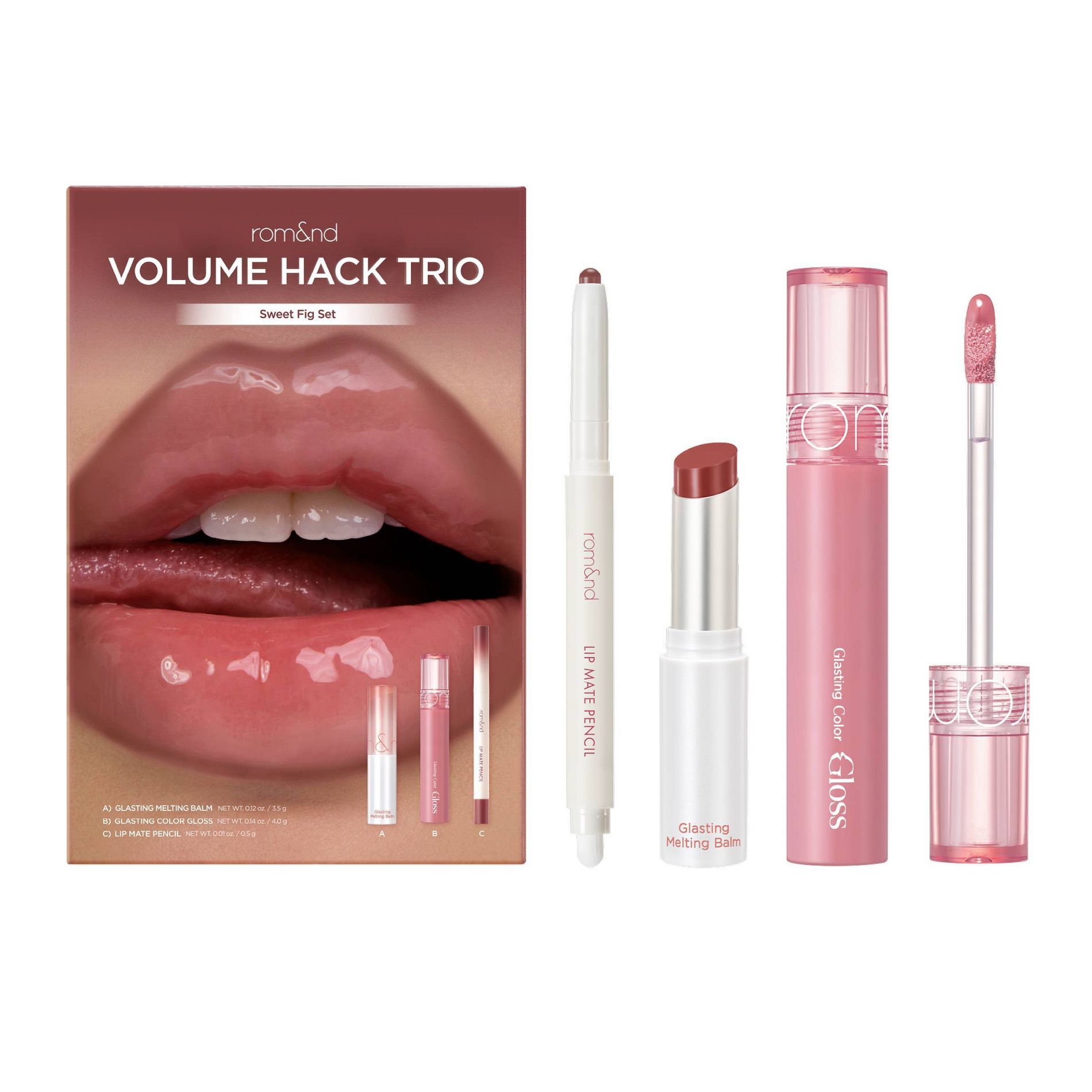 Rom&nd Volume Hack Trio Lip Plumping Set - Sweet Fig - 3pc - Beauty Studio
