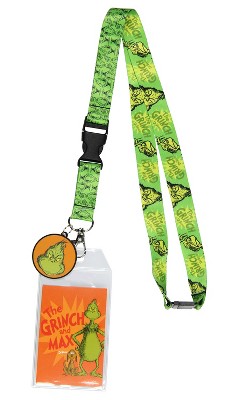 Dr. Seuss The Grinch And Max ID Badge Holder Lanyard w/ 1.5 Logo Rubber  Pendant Green