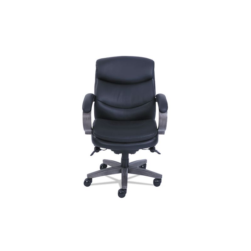 La-Z-Boy Woodbury Mid-Back Executive Chair, Supports Up to 300 lb, 18.75" to 21.75" Seat Height, Black Seat/Back, Weathered Gray Base, 2 of 7