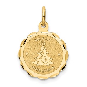 Black Bow Jewelry 14k Yellow Gold Merry Christmas Engravable Disc Charm or Pendant, 15mm - 1 of 4