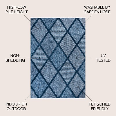 Navy Trellis Handmade Synthetic 3x5 Indoor/Outdoor Rug