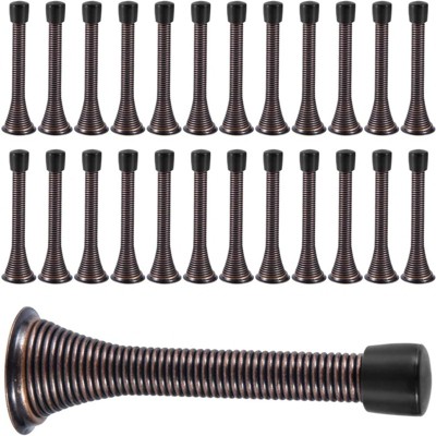 Attop 24-Pack Heavy Duty Spring Door Stops - Flexible Antique Brass Door Stopper with Safe Rubber Tips, Protect Walls & Doors