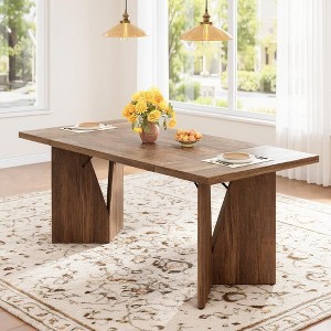 GustoWave 70.9'' Dining Table for 6, Wooden Thickened Long Desk - 1 of 4