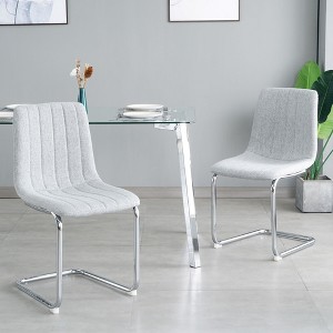 CAVINAS 18.11" Modern Upholstery Dining Chairs,Set of 2/4,Accent Dining Room Chairs with L-Shaped Metal Legs,Dining Furniture Chair - 1 of 4
